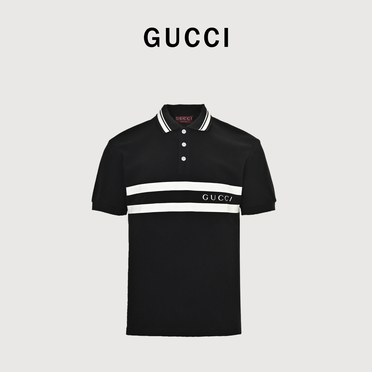 구찌 Gucci 25SS 스트라이프 프린팅 레터링 반팔 폴로 셔츠
